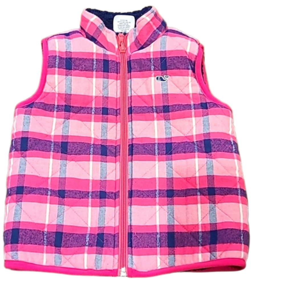 Vineyard Vines Pink Plaid Kids Vest